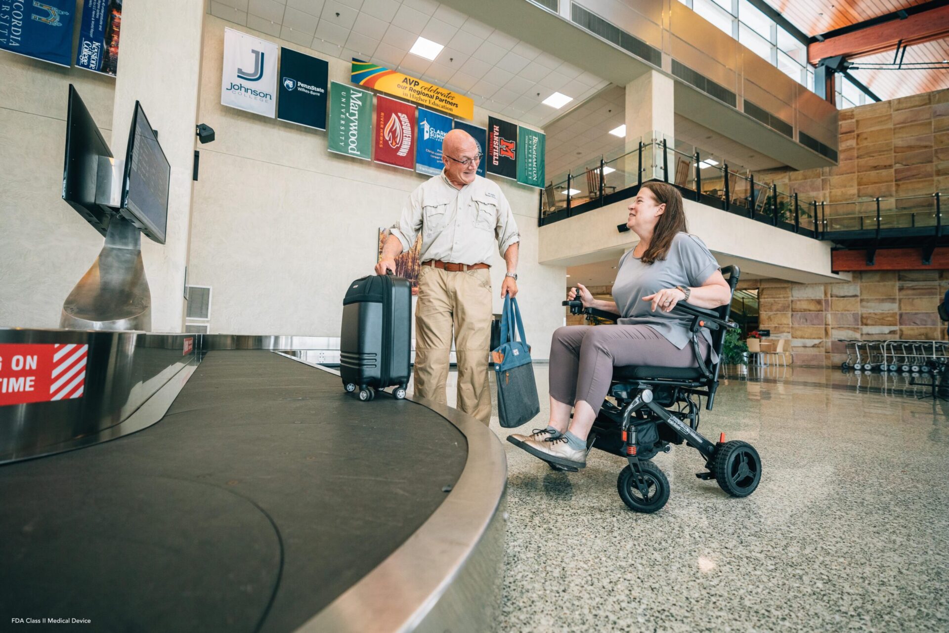 jazzy carbon pride mobility traveling on an airplane with a power wheelchair