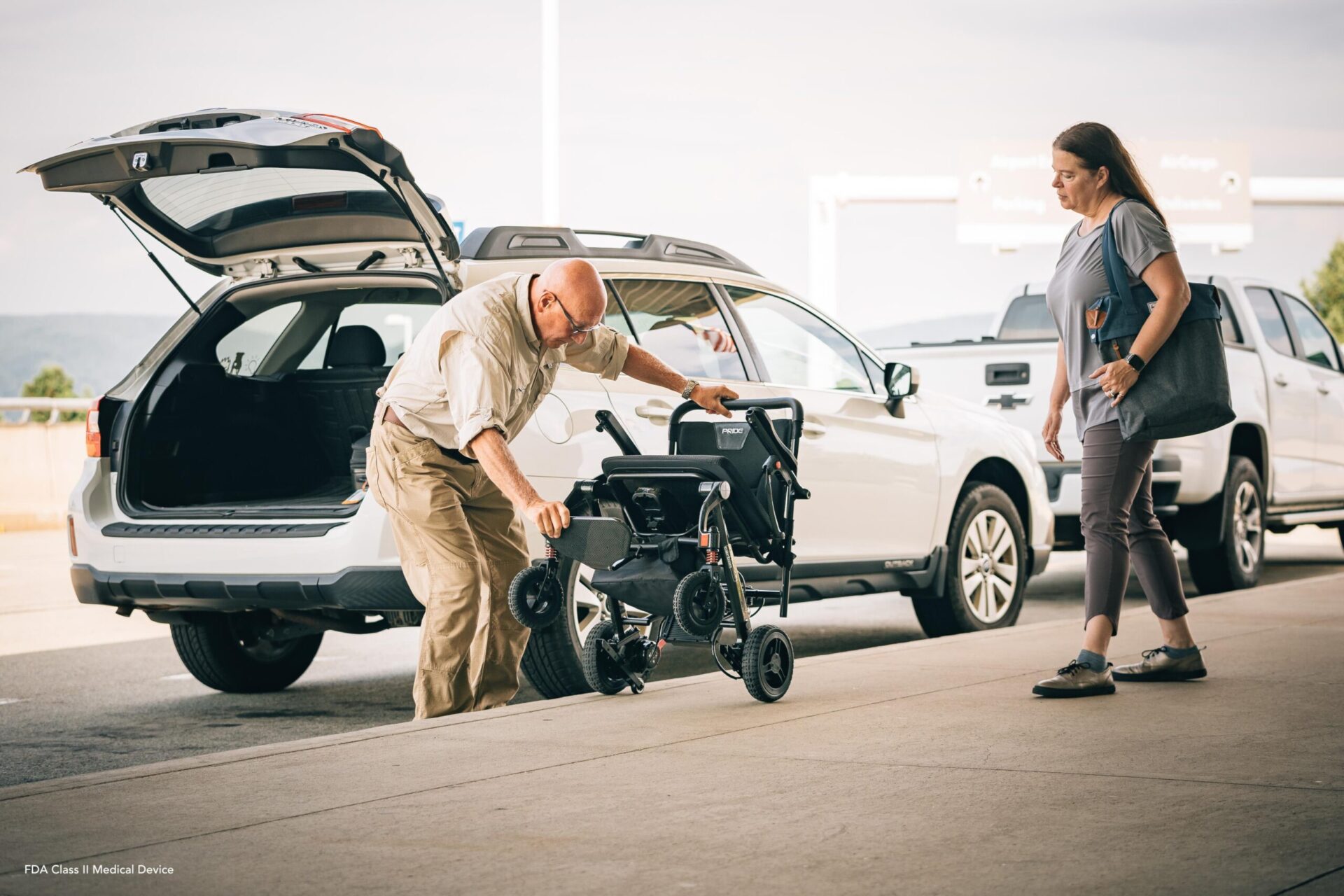 jazzy carbon pride mobility traveling on an airplane with a power wheelchair