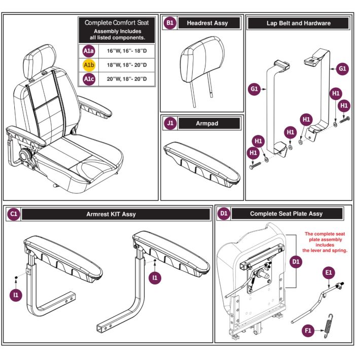 Pride Jazzy EVO 613/613/614HD Seat Assembly - Tax-Free & Free