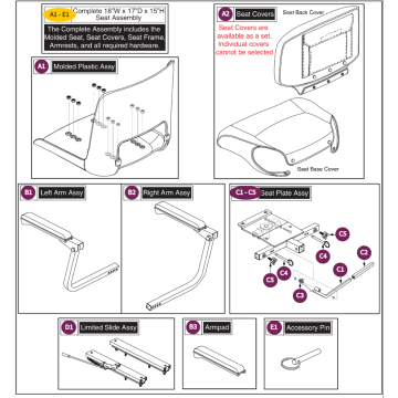 Pride Victory 9.2 & 10.2 18x17 Molded Seat Assembly