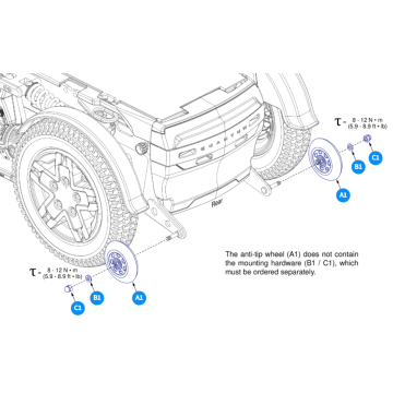 Quantum R-Trak, 4Front Series Anti-Tip Wheel Assembly (Set of 2)