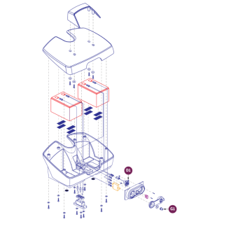 Pride Go-Go Elite Traveller 2 Platinum (SC442EMS) 12AH Battery Pack Assembly