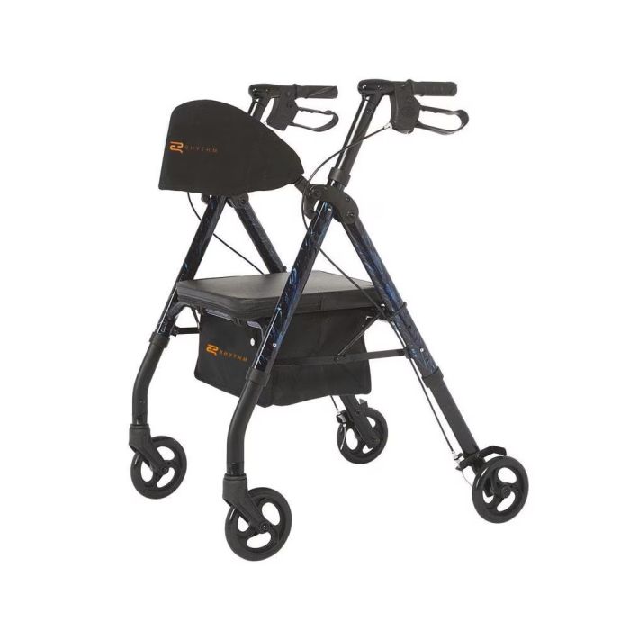 Rhythm Healthcare Royal Universal - Aluminum 4 Wheel Rollator Left Beauty Laser Blue