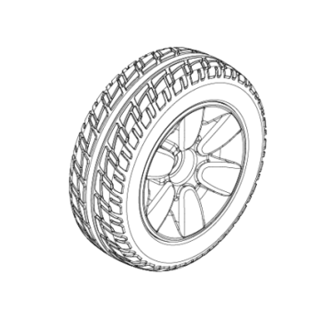 Pride Jazzy Select Elite 9"x3" (2.80/2.50-4) Flat-Free Drive Wheel Assembly