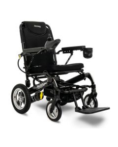 black folding power wheelchair