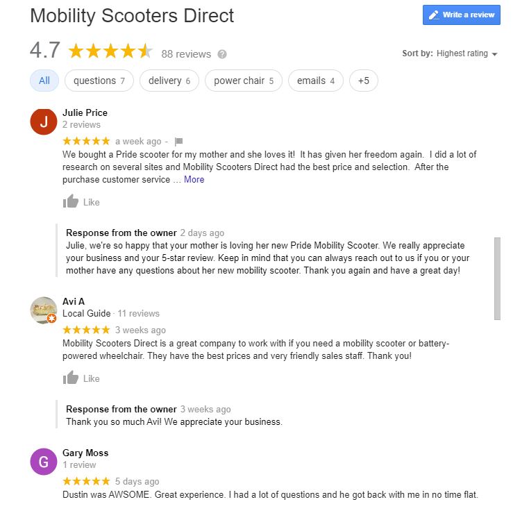 mobility scooters direct reviews